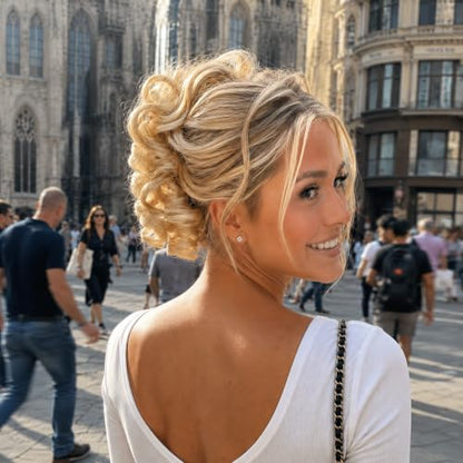 CAISHA Jumbo Hairpiece Scrunchy Updo Voluminous Curly Messy Bun Blond Mix G13L - color: blond mix #27H613 G13L