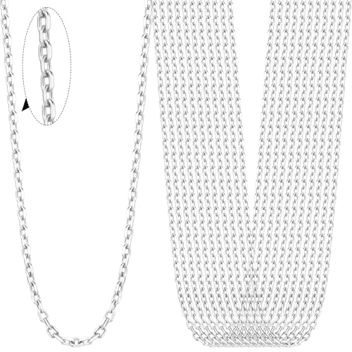 24PCS Silver Stainless Steel Rolo Cable Necklace Chain for Jewelry Making | 2MM 18 Inches Diamond-cut Small Cross Link Chains for DIY Necklace Crafts - color: stainless steel(2mm/ 18 inches)
