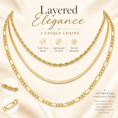 Gold Neklace Stack Dainty Gold Herringbone Necklace for Women Layered Paperclip Chain Necklaces Rhinestone Drop Simple Jewelry Gifts for Women - color: A8:3pcs