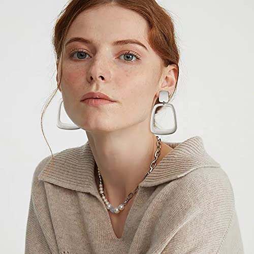 FANZE 2-3 Pairs Clip on Earrings Drop Earrings Set,Big Matte Gold Earrings Statement Earrings Jewelry Gift for Women - color: Gold