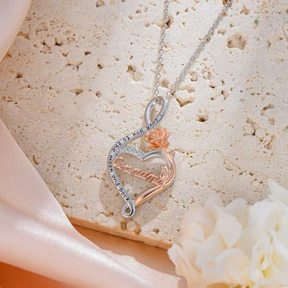 925 Sterling Silver Necklace Gifts for Women Crystal/Opal Jewelry Pendant Christmas Birthday Gift - style: Rose-Grandma