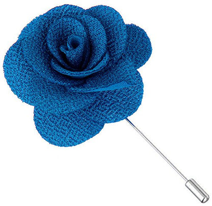 Gentleman's Essentials Premium Handmade Flower Lapel Pin Boutonniere - color: Azure Blue [Begonia]