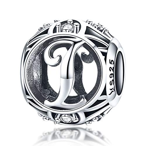 Letter Charms 925 Sterling Silver Initial A-Z Bead Charms | For Bracelets Necklaces, Hypoallergenic,Cubic Zirconia Alphabet Beads, Personalized Gifts for Women - color: I