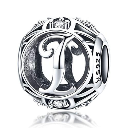Letter Charms 925 Sterling Silver Initial A-Z Bead Charms | For Bracelets Necklaces, Hypoallergenic,Cubic Zirconia Alphabet Beads, Personalized Gifts for Women - color: I