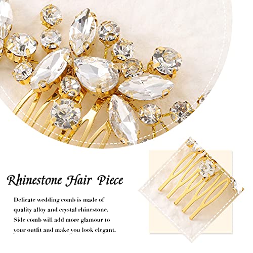 JAKAWIN Bridal Hair Accessories Wedding Hair Clip Silver Hair Comb Women | Crystal Rhinestone Bride Headpiece - color: Gold
