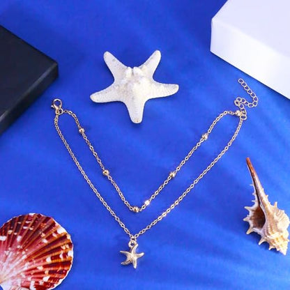 Gold Starfish Seashell Anklets Bracelets for Women Dainty Gold Layered Shell Link Chain Anklets Summer Conch Seashell Foot Bracelet Jewelry for Beach Vacation - color: gold5