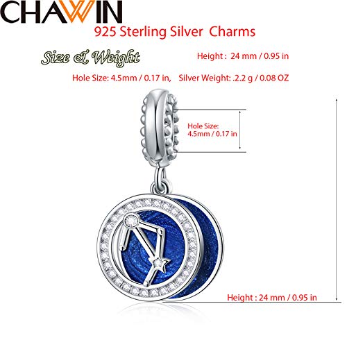 Zodiac Sign Charms for Charm Bracelets - 925 Sterling Silver Necklace Pendants, 12 Constellation/Horoscope Star Dangle - Dangling Birthstone Beads, Birthday Gifts for Women/Men. - color: Libra (9.23～10.22)
