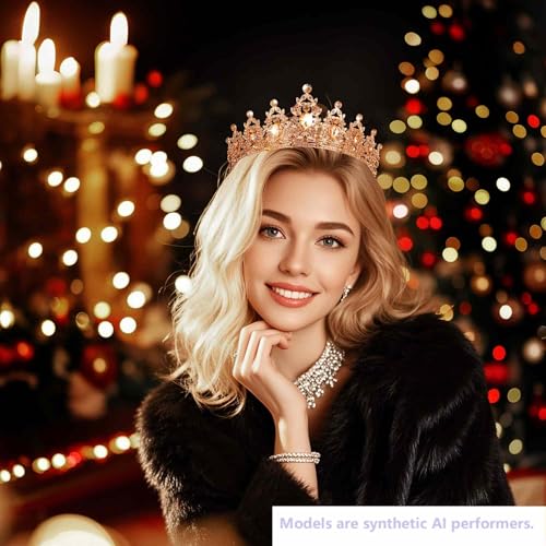 Kamirola - Queen Crown and Tiaras Princess Crown for Women Crystal Headbands for Bridal, Princess for Wedding and Party - color: Gold(light)