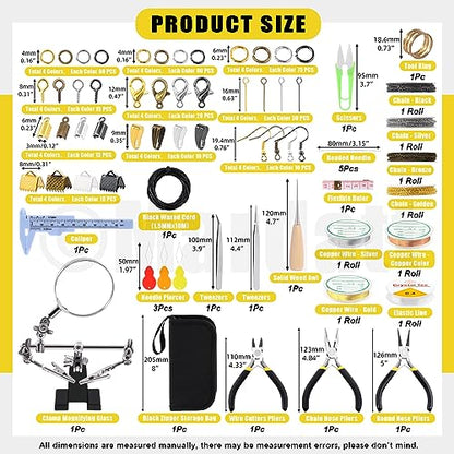 Mardatt 1488Pcs Jewelry Making Supplies Kit - Magnifying Glass, Pliers, Wires, Chain, Jump Ring Opener, Tweezers