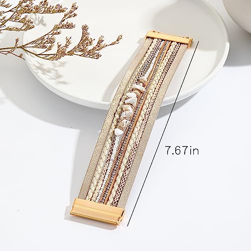 Long tiantian Boho Western Bracelets for Women Leather Wrap Bracelets Turquoise Bracelet Western Jewelry Country Concert Outfits - color: womens stackable bracelets(khaki)