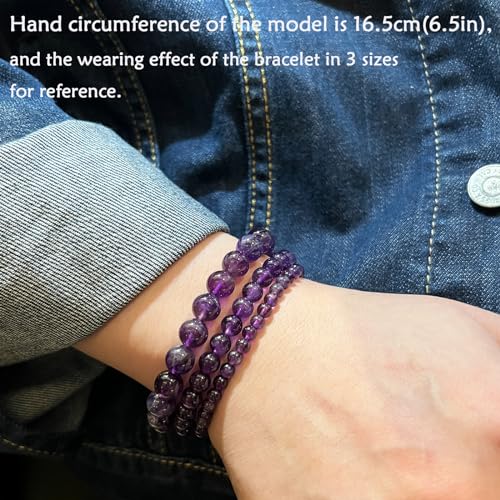 Natural Healing Gemstone Bracelet Handmade Yoga Stretch Elastic Bracelet Stress Relief Crystal Jewelry for Men and Women - color: Amethyst (Love Guardian), size: 6mm