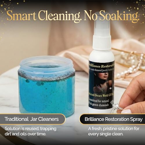 Brilliance Restoration Diamond Jewelry Cleaner Spray 2oz + Microsuede Cloth | 1-Minute Instant Shine | For Engagement Rings, Earrings, Necklaces, CZ, Gemstones & Steel Watches
