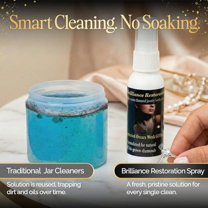 Brilliance Restoration Diamond Jewelry Cleaner Spray 2oz + Microsuede Cloth | 1-Minute Instant Shine | For Engagement Rings, Earrings, Necklaces, CZ, Gemstones & Steel Watches