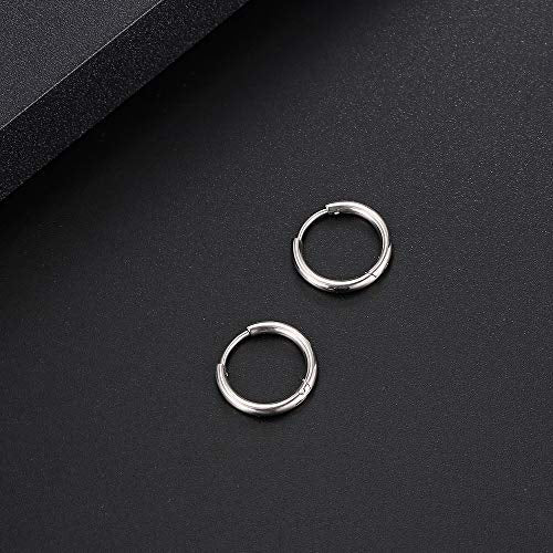 Black Hoop Earrings for Men 8mm 10mm 12mm – Surgical Stainless Steel Hypoallergenic Mens Small to Medium Hoop Earrings Set (3 Pairs) - style: J:1pair,size:12mm,color:steel