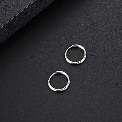 Black Hoop Earrings for Men 8mm 10mm 12mm – Surgical Stainless Steel Hypoallergenic Mens Small to Medium Hoop Earrings Set (3 Pairs) - style: J:1pair,size:12mm,color:steel