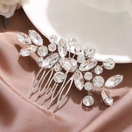 Catery Crystal Wedding Hair Comb Rhinestone Bridal Hairpieces Bridesmaid Clips Accessories for Brides and Women (A Silver) - color: A Silver