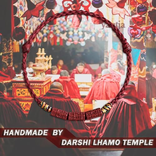Yautja Tibetan Buddhist Red Buddha Spiritual Protection Red String Bracelet | Meditation Prayer Jewelry for Good Luck Health Wealth, Cinnabar Beads Exorcism Bracelet with Amulet Card, Handmade Adjustable - color: winered