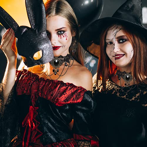 YANCHUN Halloween Gothic Jewelry Set Vampire Accessories Black Choker Necklace Bracelet Earrings Set Witch Cosplay Halloween Costume Accessories - color: Black