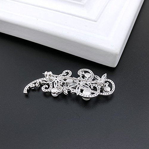 YOQUCOL Cubic Zirconia Crystal Rhinestone Wedding Brooch Pin for Women Brides Jewelry - color: C
