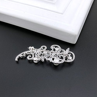 YOQUCOL Cubic Zirconia Crystal Rhinestone Wedding Brooch Pin for Women Brides Jewelry - color: C