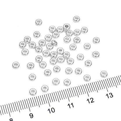 Silver Plated Roudelle Spacer Beads 4x1.8mm 50pcs for Jewelry Making Findings Non Tarnish - color: Silver, size: 4x1.8mm Roudelle