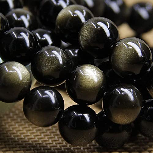 Angelstones Gemstones 8mm Round Beads Healing Crystal Bracelet for women | Natural Gemstone, Handmade Gifts for Women, Healing Crystal Round Beaded Stretch Bracelets, Unisex Jewelry for Women and Men - color: Golden Obsidian