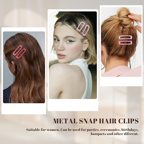 20 PCS Small Rectangle Hair Barrettes For Women Non Slips Snap Clips For Thin Fine Hair,Bright Pink,1.97 x 0.55Inch - color: Bright Pink