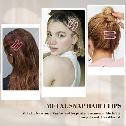 20 PCS Small Rectangle Hair Barrettes For Women Non Slips Snap Clips For Thin Fine Hair,Bright Pink,1.97 x 0.55Inch - color: Bright Pink