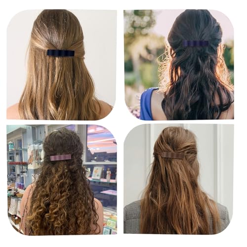 ANBALA Wavy French Hair Barrettes for Women Girls, 4Pcs Non-Slip Matte Barrette, Durable Barrettes for Fine Thin Thick Hair - color: Multicolor-A