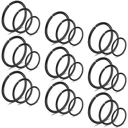 SCERRING 22G Stainless Steel Fake Nose Septum Hoop Rings Lip Helix Cartilage Tragus Ear Ring Piercing 6-10mm - style: 27PCS - Black