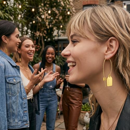 Dangle Flower Gold Earrings for Women, Trendy Statement Hoop Earrings, Gold Floral Drop Earrings Jewelry for Gifts - color: 14K gold plating