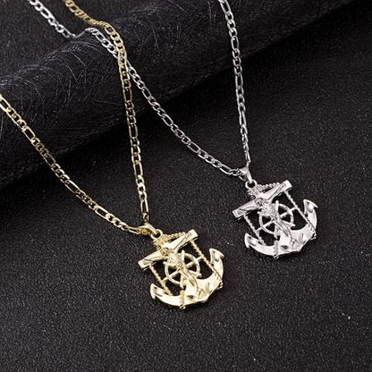 14K White Gold Plated Anchor Jesus Crucifix Cross Pendant Necklace for Women Men Saint Patron Pendant Religious Jewelry - color: gold