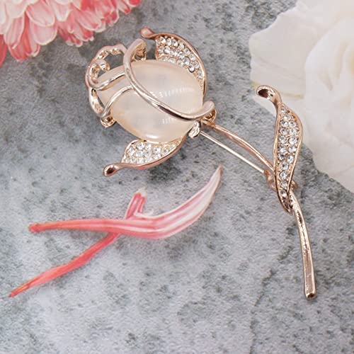 Lavender flower brooch crystal rhinestone tulip brooch elegant accessories jewelry women brooches and pins fashion jewelry wedding flowers lapel pin - color: Rose Gold