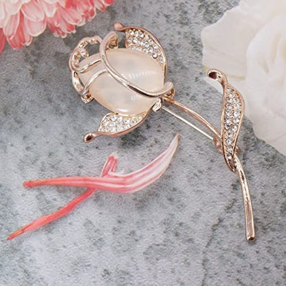 Lavender flower brooch crystal rhinestone tulip brooch elegant accessories jewelry women brooches and pins fashion jewelry wedding flowers lapel pin - color: Rose Gold
