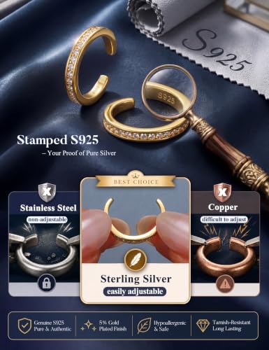 Subiceto 925 Sterling Silver Ear Cuffs Non Piercing - Adjustable Hypoallergenic 14K Gold Plated Clip On Earrings for Women Cubic Zirconia Silver Ear Cuff Helix Cartilage Fake Piercing - color: 06 Simple CZ Gold Tone
