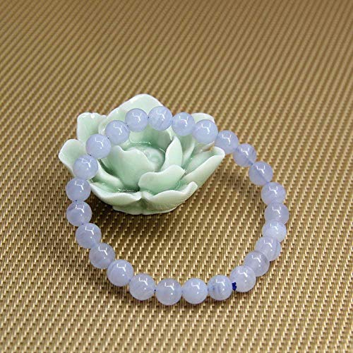 Angelstones Gemstones 6mm Round Beads Healing Crystal Bracelet for women | Natural Gemstone, Handmade Gifts for Women, Healing Crystal Round Beaded Stretch Bracelets, Unisex Jewelry for Women and Men - color: Blue Lace Agate
