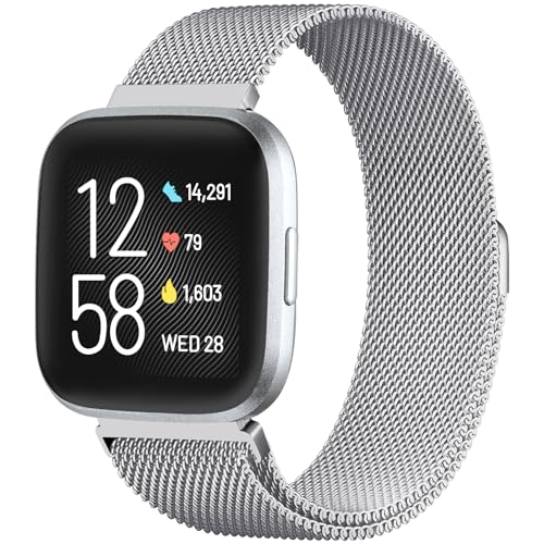Compatible with Fitbit Versa and Versa 2 Bands for Women Men, Small - color: Silver, size: S: 5.5" - 7.5"