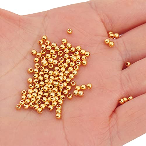 18K Gold Plated Round Spacer Beads 2.5mm 500pcs for Jewelry Making Findings Non Tarnish - color: 18K Gold, size: 2.5mm