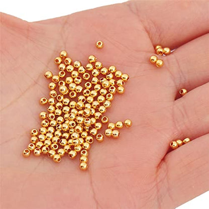 18K Gold Plated Round Spacer Beads 2.5mm 500pcs for Jewelry Making Findings Non Tarnish - color: 18K Gold, size: 2.5mm