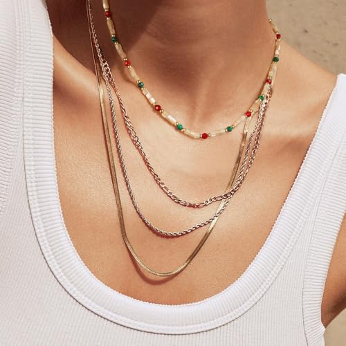 KissYan Beaded Choker Necklace for Women, Colorful Natural Gemstones Pearl Choker 14K Gold Plated Pendant Healing Crystal Necklace Handmade Stone Jewelry Gift | 14K Gold Plated Pendant Necklaces, Natural Gemstones Pearl Choker, Healing Crystal Chain, Hand