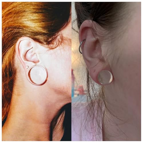 6G-26mm Acrylic Plastic Ear Gauges Tunnels Stretching Kit Double Flared Plugs Tunnels Expanders Stretcher Saddle Gauges Earrings for Men Women Black White Clear - color: Clear 6G-26mm