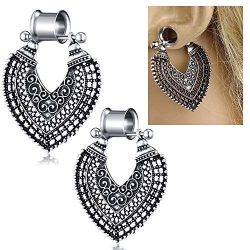 TIANCI FBYJS 3 Pairs Surgical Steel Ear Tunnels Rose Gold Large Hoop Ear Plugs Expander Dangle Gauges Stretcher Piercing… - style: 10mm=00g