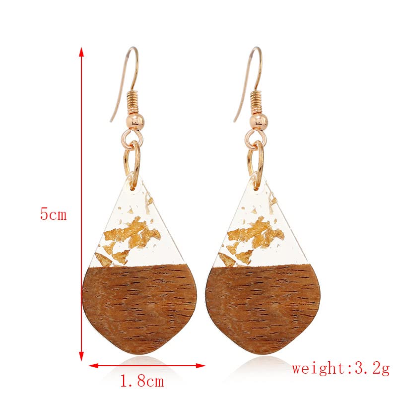 Retro Wooden Resin Geometric Bar Drop Dangle Earrings Layered Leopard for Women Polymer Clay Lightweight Statement Jewelry - style: 16