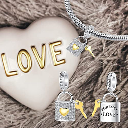 Bow Royal Crown Married Couple Wine Bottle Lock Key Arrow Heart Dangle Charm Bead for Pandora Bracelet … - style: Key to My Heart