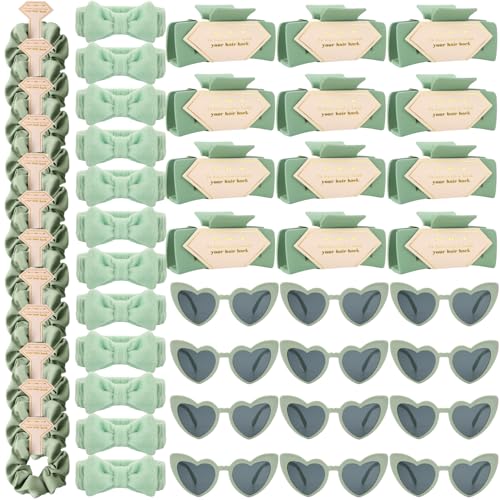 Bridesmaid Scrunchies Proposal Gifts Bachelorette Hair Claws Clips women heart sunglasses for Wedding Party Favors (Sage Green headband 48pcs) - color: Sage Green Headband 48pcs