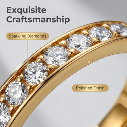 2-Pack 14K Gold Plated Stackable Rings for Oura Ring Gen 4 & Gen 3, Cubic Zirconia Simulated Diamond Stack Rings for Women - color: Golden