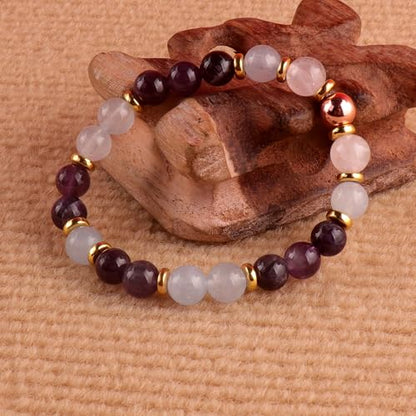 KSQS Healing Stone Bead Bracelet for Women, Natural Gemstones Balance Protection Bracelet, Spiritual Crystal Beads Bracelet Anxiety Relief with Meaning Card - color: Good Vibes
