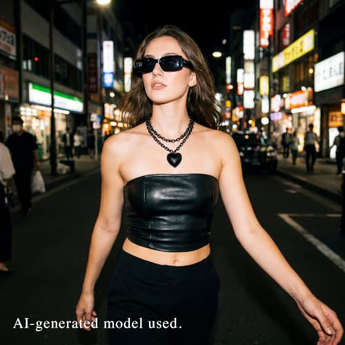 Puffy Heart Pendant Necklace for Women | Long and Short Pendant Necklace with 18K Gold Plated Heart Charm Statement Fashion Jewelry Gift - size: Long, style: Black Chain & Heart