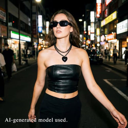 Puffy Heart Pendant Necklace for Women | Long and Short Pendant Necklace with 18K Gold Plated Heart Charm Statement Fashion Jewelry Gift - size: Long, style: Black Chain & Heart