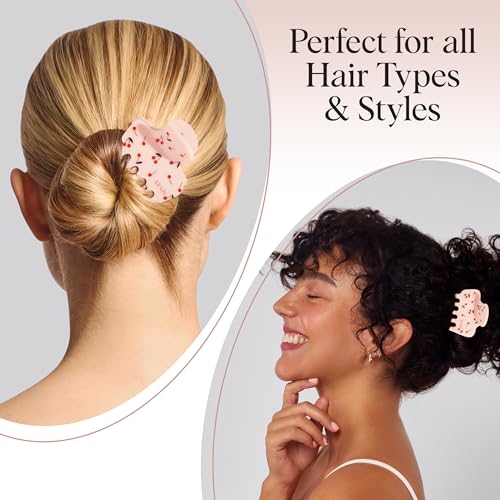 Kitsch Medium Hair Clips for Women - Cherry Print, 1pc | Strong Hold Claw Clips for Thick or Thin Hair – Recycled Plastic, Non-Slip, Durable Plastic - color: Cherry Print